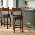 Tabouret de bar pivotant Flash Furniture Nichola de qualité commerciale, dossier ouvert classique, hauteur comptoir de bar avec cadre en bois cintré et assise rembourrée et capitonnée