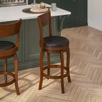 Tabouret de bar pivotant Flash Furniture Nichola de qualité commerciale, dossier ouvert classique, hauteur comptoir de bar avec cadre en bois cintré et assise rembourrée et capitonnée