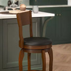 Tabouret de bar pivotant Flash Furniture Nichola de qualité commerciale, dossier ouvert classique, hauteur comptoir de bar avec cadre en bois cintré et assise rembourrée et capitonnée
