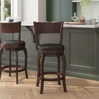 Tabouret de bar pivotant Flash Furniture Nichola de qualité commerciale, dossier ouvert classique, hauteur comptoir de bar avec cadre en bois cintré et assise rembourrée et capitonnée