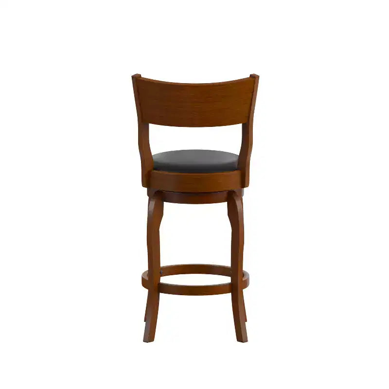 Tabouret de bar pivotant Flash Furniture Nichola de qualité commerciale, dossier ouvert classique, hauteur comptoir de bar avec cadre en bois cintré et assise rembourrée et capitonnée