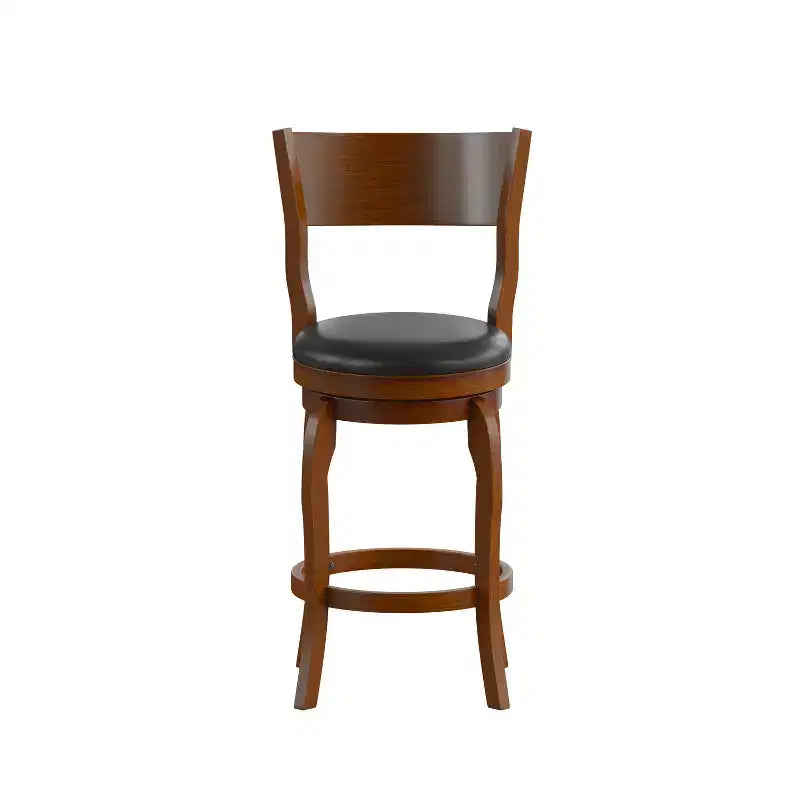 Tabouret de bar pivotant Flash Furniture Nichola de qualité commerciale, dossier ouvert classique, hauteur comptoir de bar avec cadre en bois cintré et assise rembourrée et capitonnée