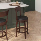 Tabouret de bar pivotant Flash Furniture Nichola de qualité commerciale, dossier ouvert classique, hauteur comptoir de bar avec cadre en bois cintré et assise rembourrée et capitonnée