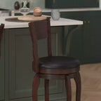 Tabouret de bar pivotant Flash Furniture Nichola de qualité commerciale, dossier ouvert classique, hauteur comptoir de bar avec cadre en bois cintré et assise rembourrée et capitonnée