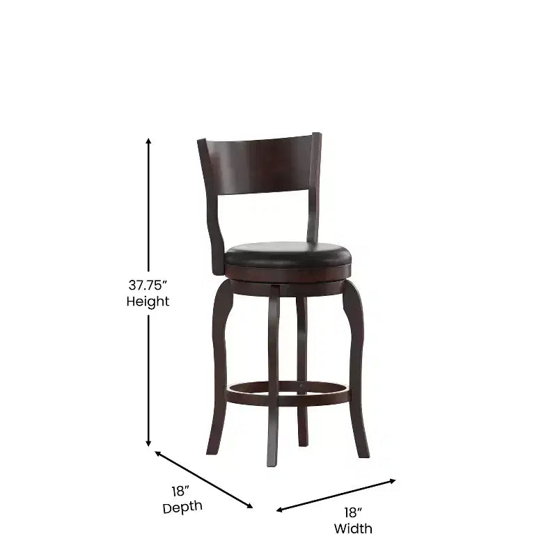 Tabouret de bar pivotant Flash Furniture Nichola de qualité commerciale, dossier ouvert classique, hauteur comptoir de bar avec cadre en bois cintré et assise rembourrée et capitonnée