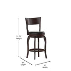 Tabouret de bar pivotant Flash Furniture Nichola de qualité commerciale, dossier ouvert classique, hauteur comptoir de bar avec cadre en bois cintré et assise rembourrée et capitonnée