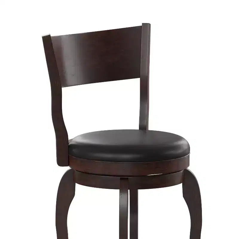 Tabouret de bar pivotant Flash Furniture Nichola de qualité commerciale, dossier ouvert classique, hauteur comptoir de bar avec cadre en bois cintré et assise rembourrée et capitonnée