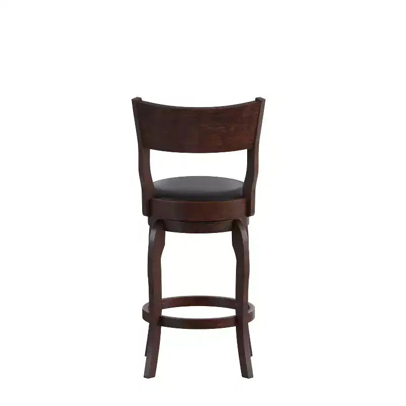 Tabouret de bar pivotant Flash Furniture Nichola de qualité commerciale, dossier ouvert classique, hauteur comptoir de bar avec cadre en bois cintré et assise rembourrée et capitonnée