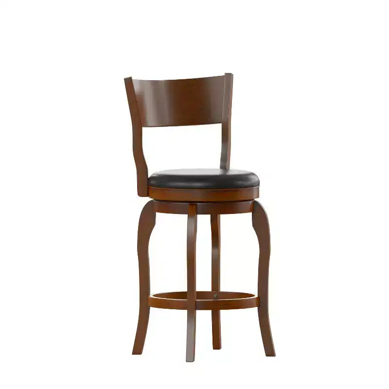 Tabouret de bar pivotant Flash Furniture Nichola de qualité commerciale, dossier ouvert classique, hauteur comptoir de bar avec cadre en bois cintré et assise rembourrée et capitonnée