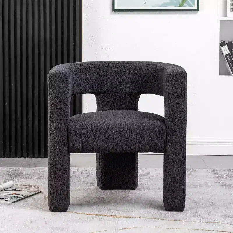 Fauteuil carré capitonné en bouclette, largeur 28 - Kinwell