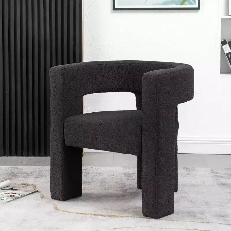 Fauteuil carré capitonné en bouclette, largeur 28 - Kinwell