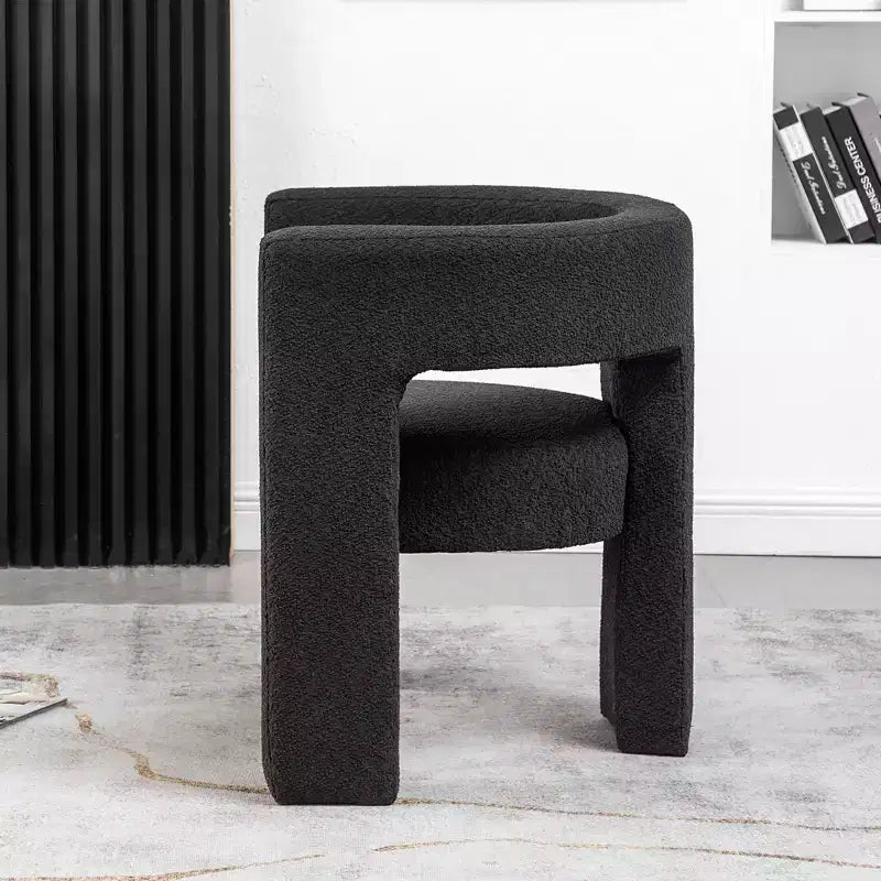 Fauteuil carré capitonné en bouclette, largeur 28 - Kinwell