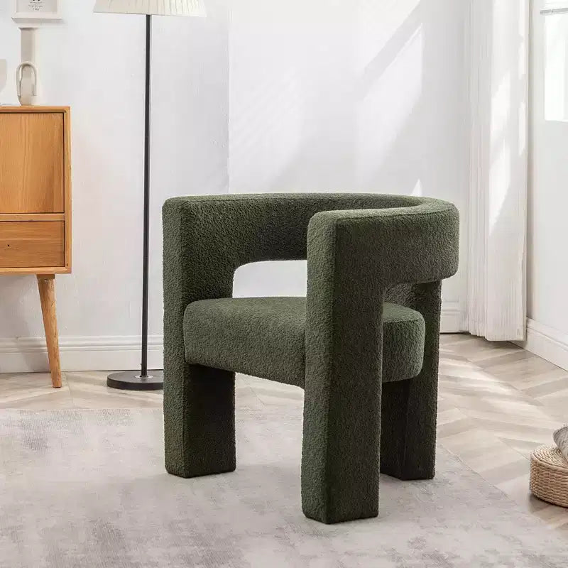 Fauteuil carré capitonné en bouclette, largeur 28 - Kinwell