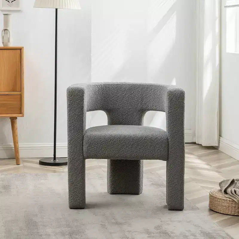 Fauteuil carré capitonné en bouclette, largeur 28 - Kinwell