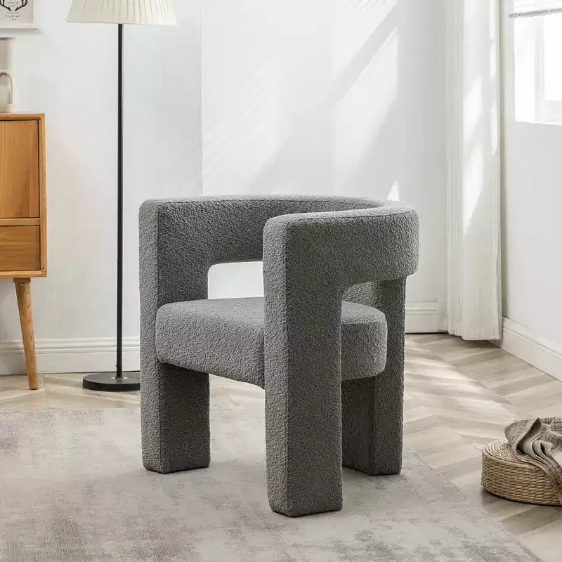 Fauteuil carré capitonné en bouclette, largeur 28 - Kinwell