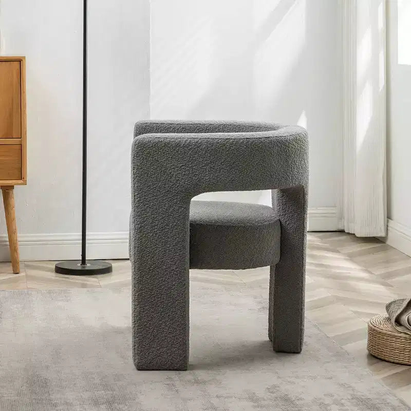 Fauteuil carré capitonné en bouclette, largeur 28 - Kinwell