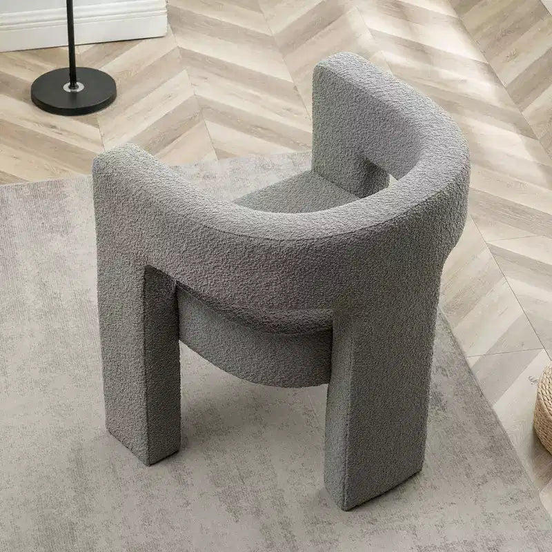 Fauteuil carré capitonné en bouclette, largeur 28 - Kinwell