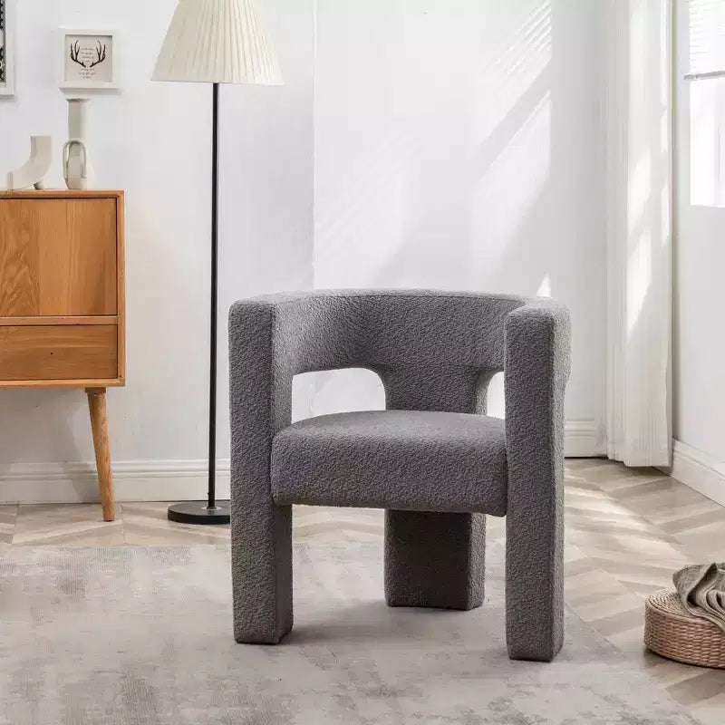 Fauteuil carré capitonné en bouclette, largeur 28 - Kinwell
