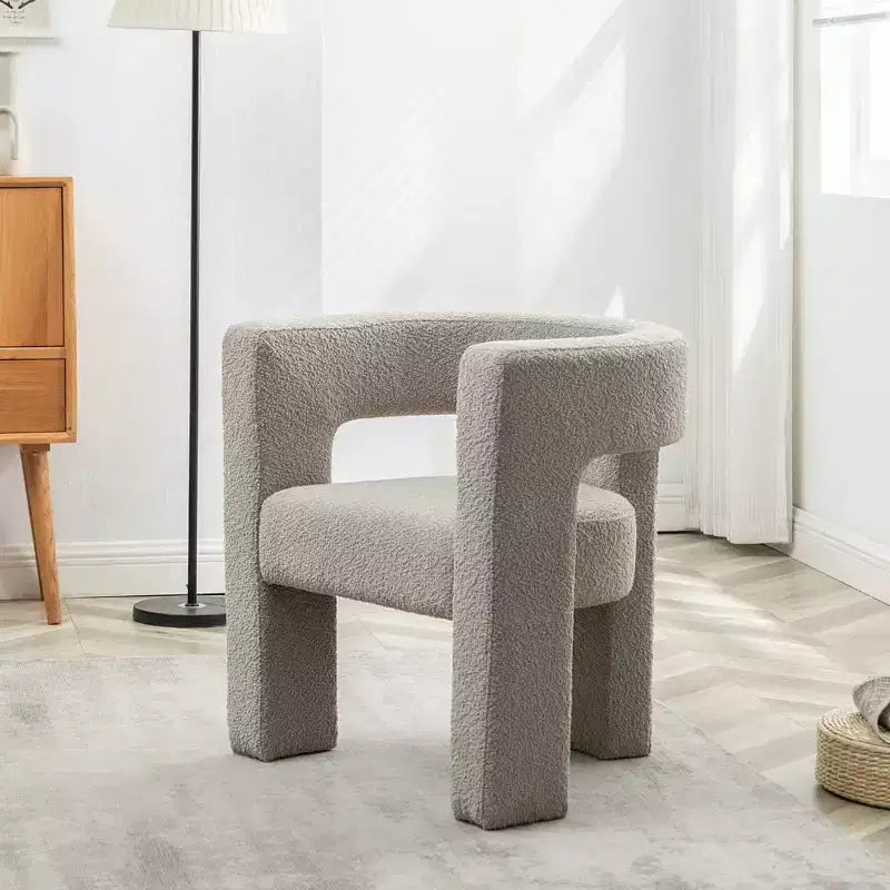 Fauteuil carré capitonné en bouclette, largeur 28 - Kinwell