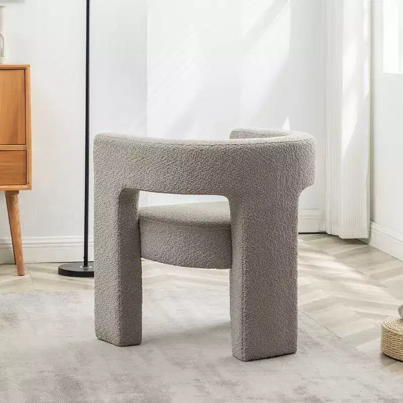 Fauteuil carré capitonné en bouclette, largeur 28 - Kinwell
