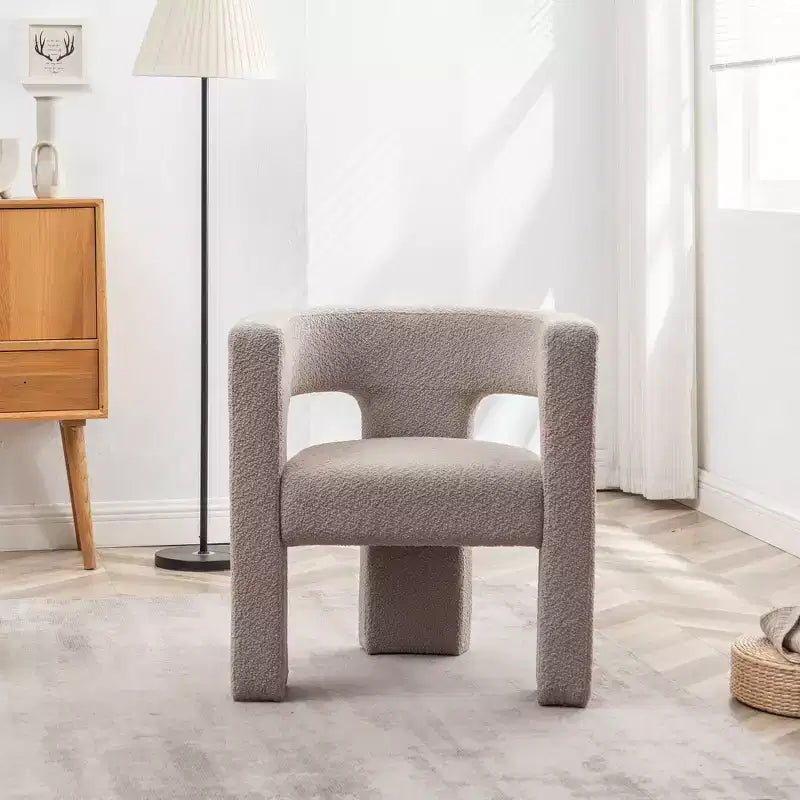 Fauteuil carré capitonné en bouclette, largeur 28 - Kinwell