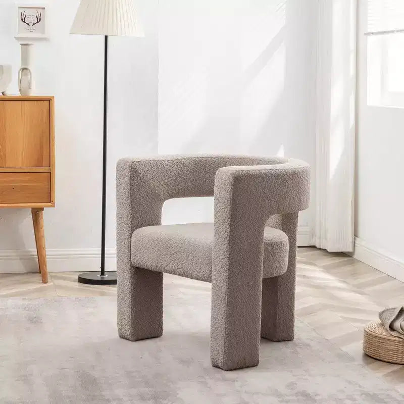 Fauteuil carré capitonné en bouclette, largeur 28 - Kinwell