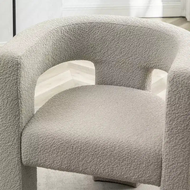 Fauteuil carré capitonné en bouclette, largeur 28 - Kinwell