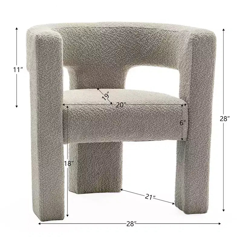 Fauteuil carré capitonné en bouclette, largeur 28 - Kinwell