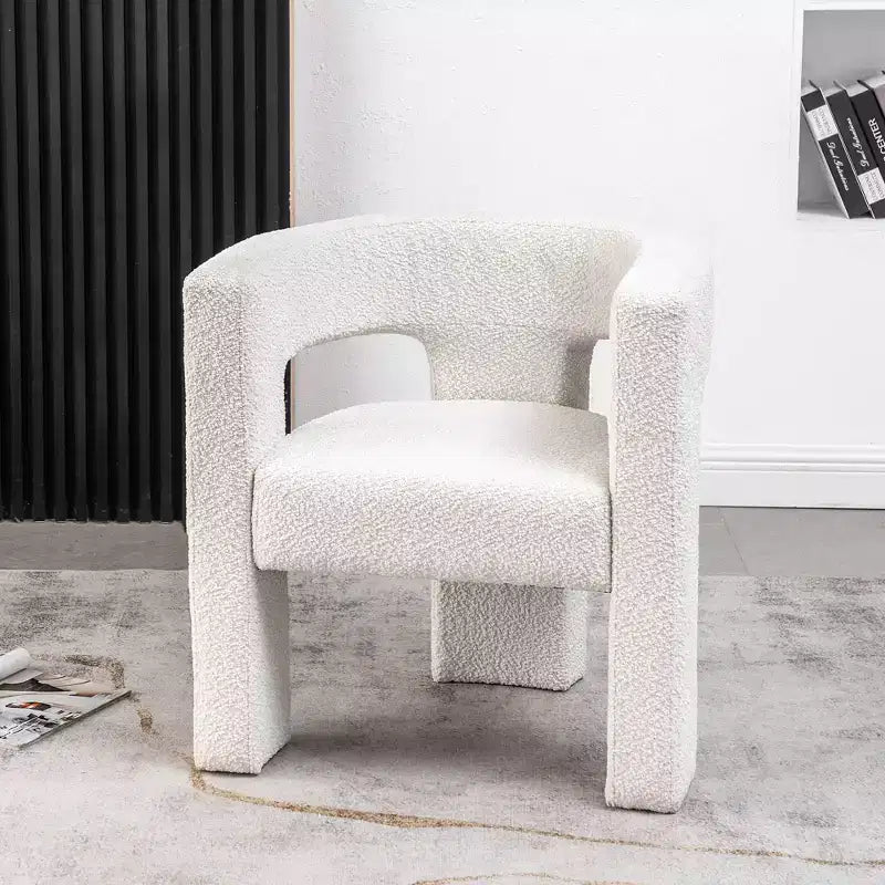 Fauteuil carré capitonné en bouclette, largeur 28 - Kinwell