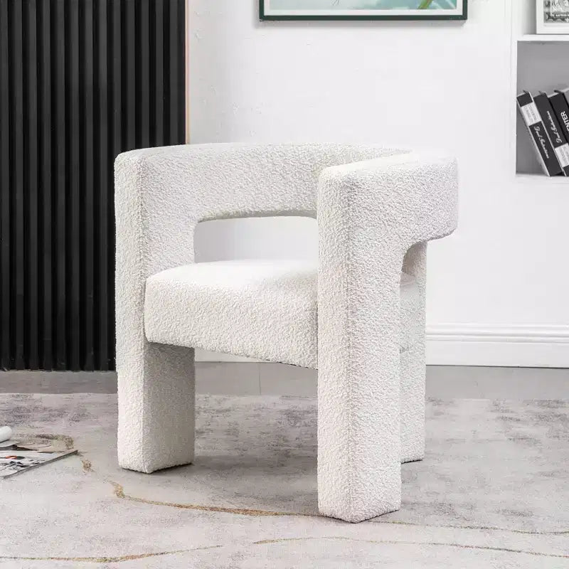 Fauteuil carré capitonné en bouclette, largeur 28 - Kinwell