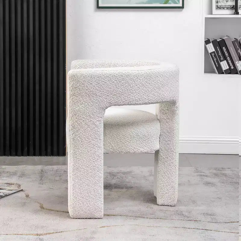 Fauteuil carré capitonné en bouclette, largeur 28 - Kinwell
