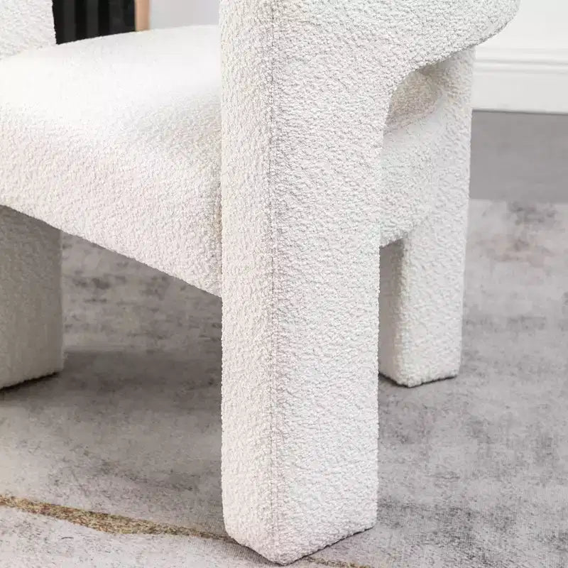 Fauteuil carré capitonné en bouclette, largeur 28 - Kinwell