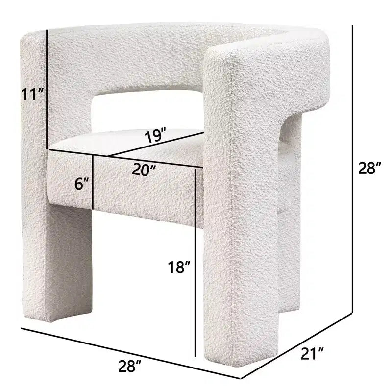 Fauteuil carré capitonné en bouclette, largeur 28 - Kinwell