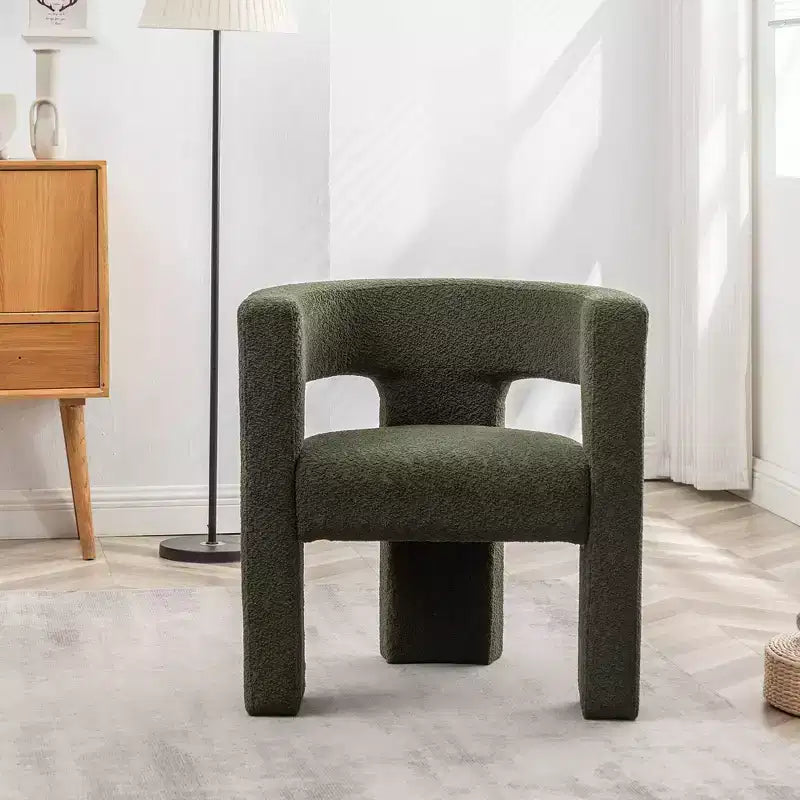 Fauteuil carré capitonné en bouclette, largeur 28 - Kinwell