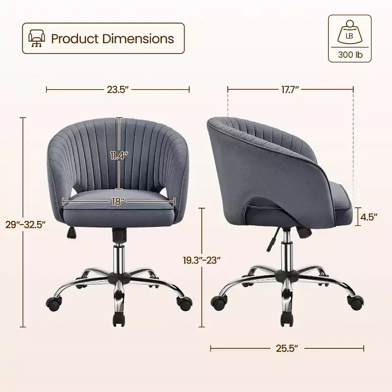 Fauteuil de bureau à roulettes Yaheetech avec dossier capitonné