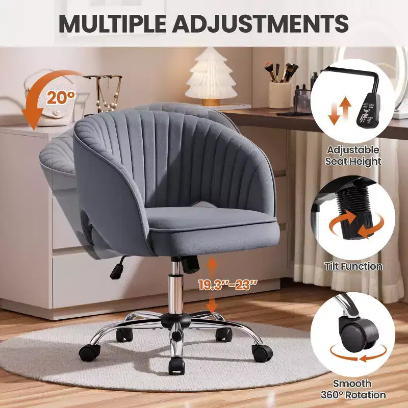 Fauteuil de bureau à roulettes Yaheetech avec dossier capitonné