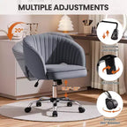 Fauteuil de bureau à roulettes Yaheetech avec dossier capitonné