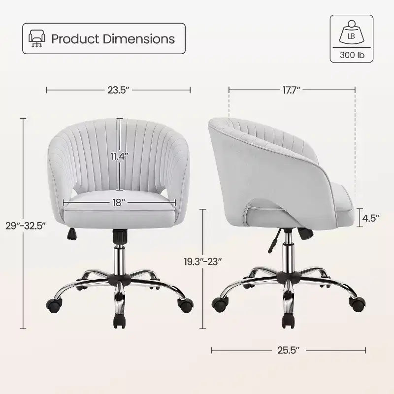 Fauteuil de bureau à roulettes Yaheetech avec dossier capitonné