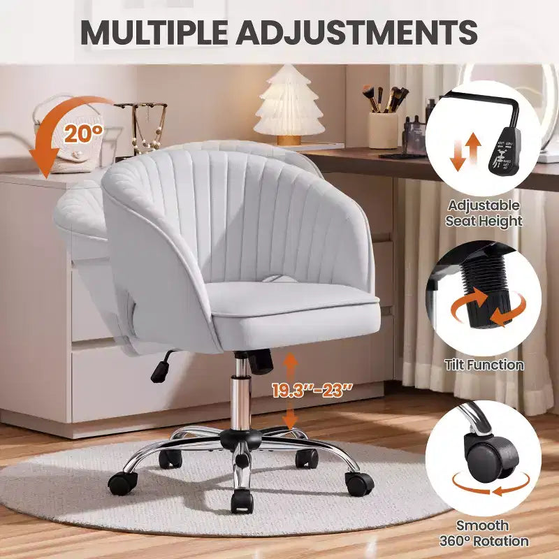 Fauteuil de bureau à roulettes Yaheetech avec dossier capitonné