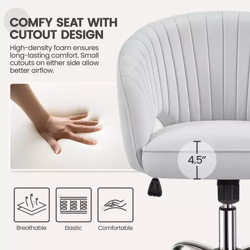 Fauteuil de bureau à roulettes Yaheetech avec dossier capitonné