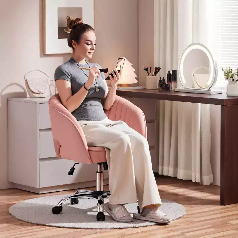 Fauteuil de bureau à roulettes Yaheetech avec dossier capitonné