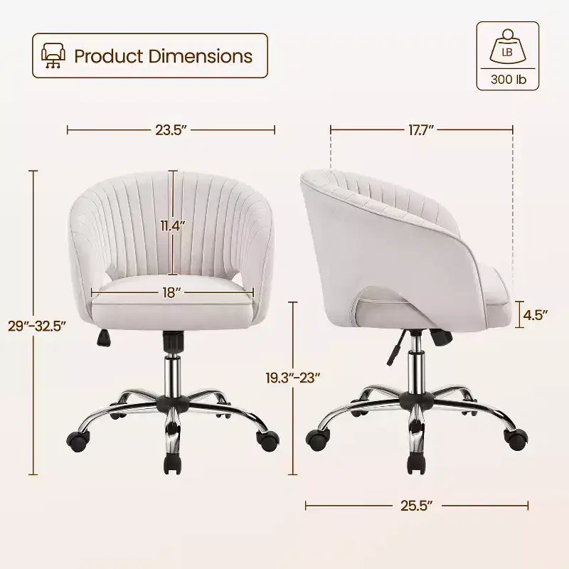 Fauteuil de bureau à roulettes Yaheetech avec dossier capitonné