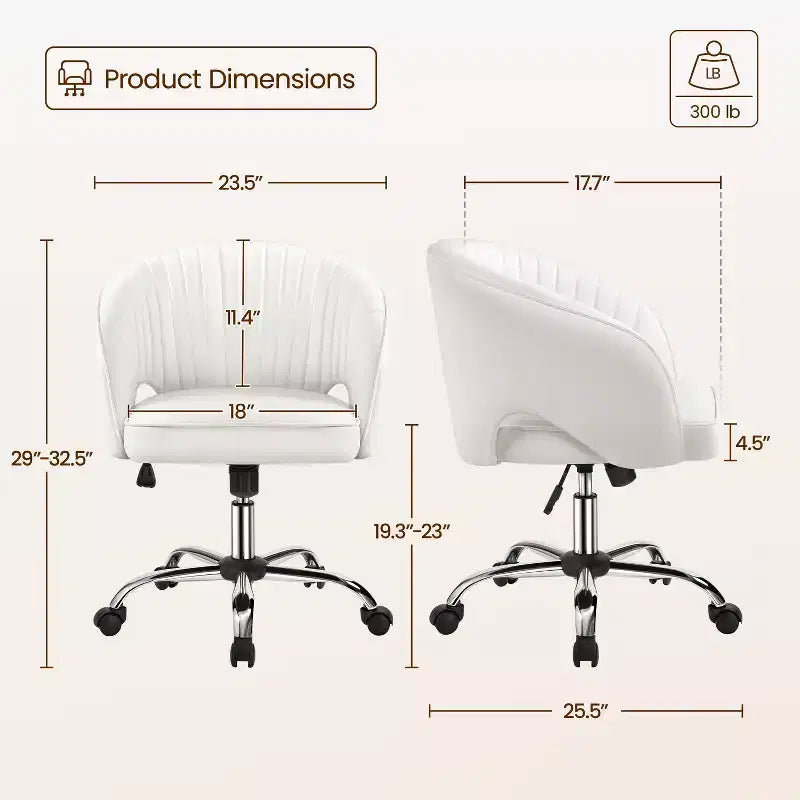 Fauteuil de bureau à roulettes Yaheetech avec dossier capitonné