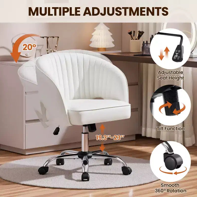 Fauteuil de bureau à roulettes Yaheetech avec dossier capitonné