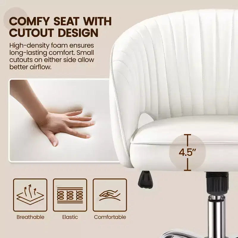 Fauteuil de bureau à roulettes Yaheetech avec dossier capitonné