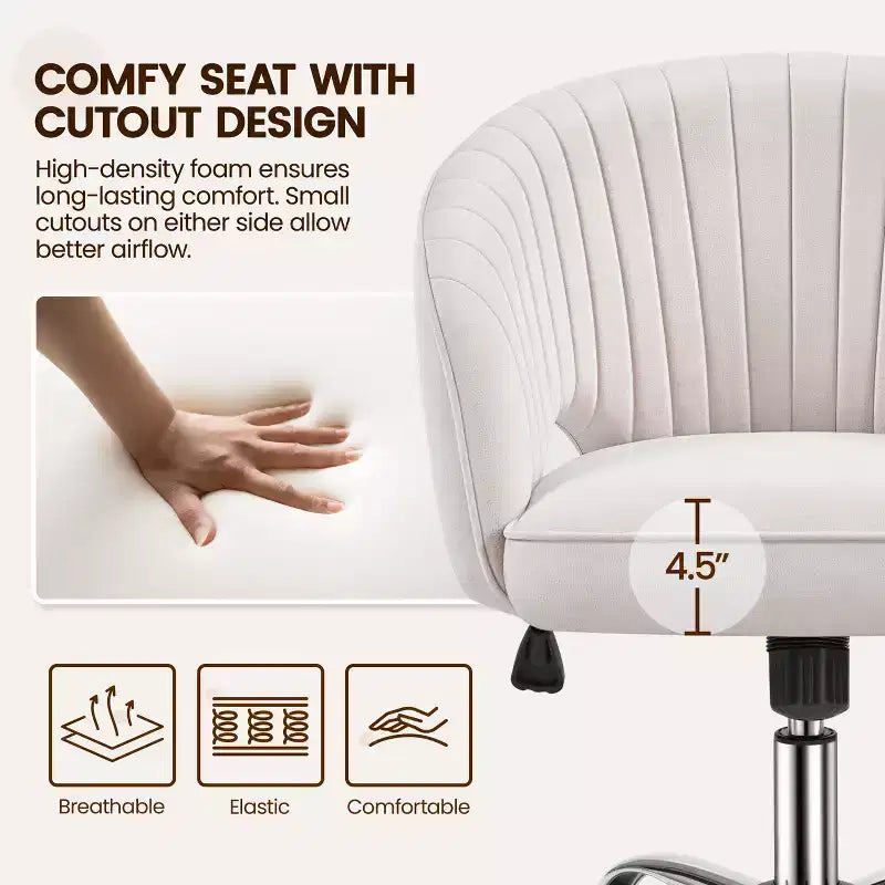 Fauteuil de bureau à roulettes Yaheetech avec dossier capitonné