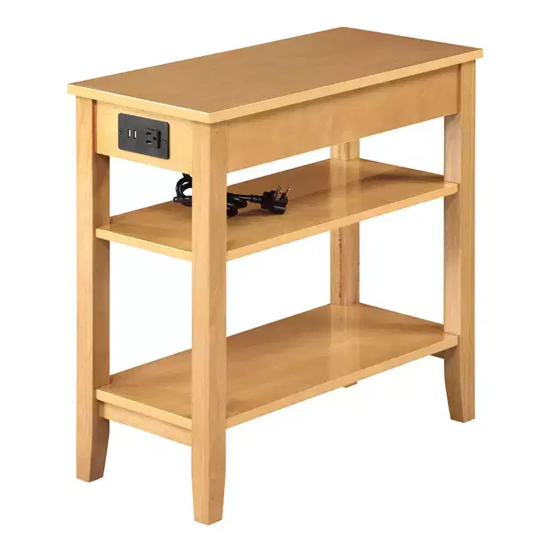 Table d'appoint de chevet American Heritage avec 1 tiroir, station de charge et étagères - Breighton Home