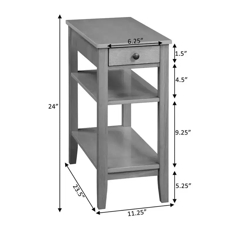 Table d'appoint de chevet American Heritage avec 1 tiroir, station de charge et étagères - Breighton Home