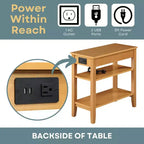Table d'appoint de chevet American Heritage avec 1 tiroir, station de charge et étagères - Breighton Home