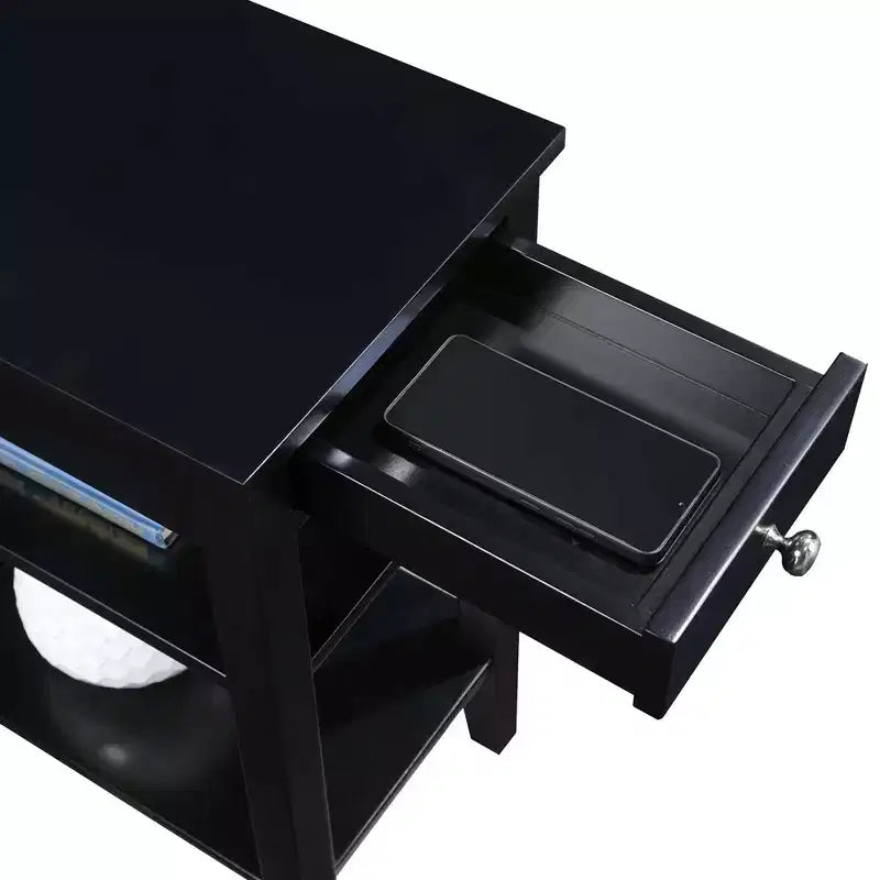 Table d'appoint de chevet American Heritage avec 1 tiroir, station de charge et étagères - Breighton Home
